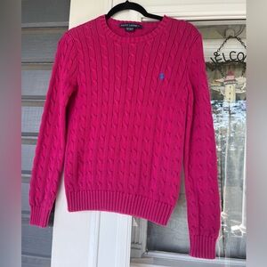 Vintage Ralph Lauren Magenta Pink Cable Knit Sweater 90’s Y2K Women’s M Classic